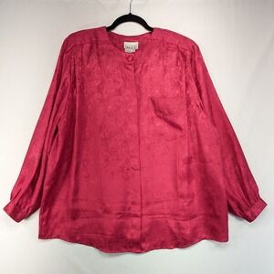 FITTING IMAGE Womens 20‎ Pink Paisley Burnout Long Sleeve Button Front Blouse
